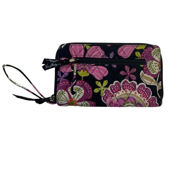 Vera Bradley Bi-Fold Zip Wristlet Wallet Floral Print Card Holder Purse - Picture 1 of 6